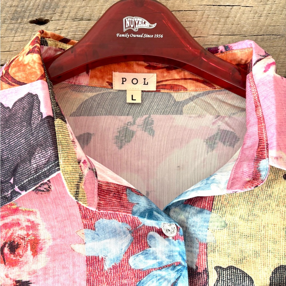 POL The Rose Patchwork Button-Down Top Large - image 6